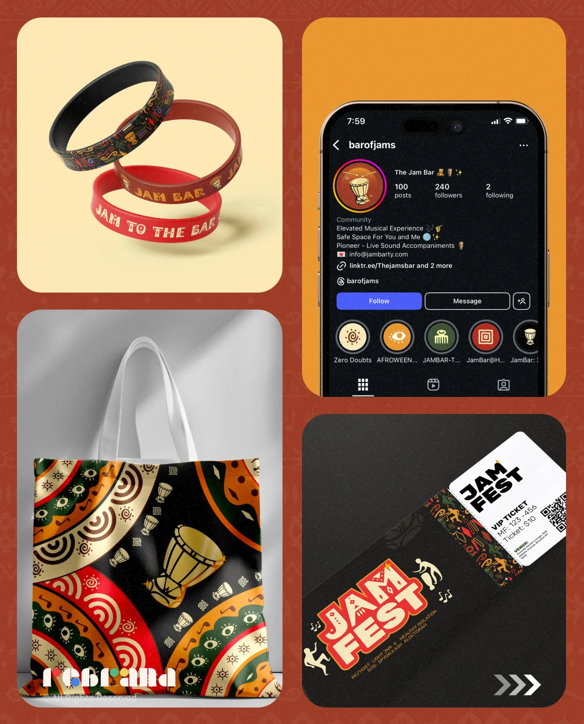 JamBar merchandise and promotional designs