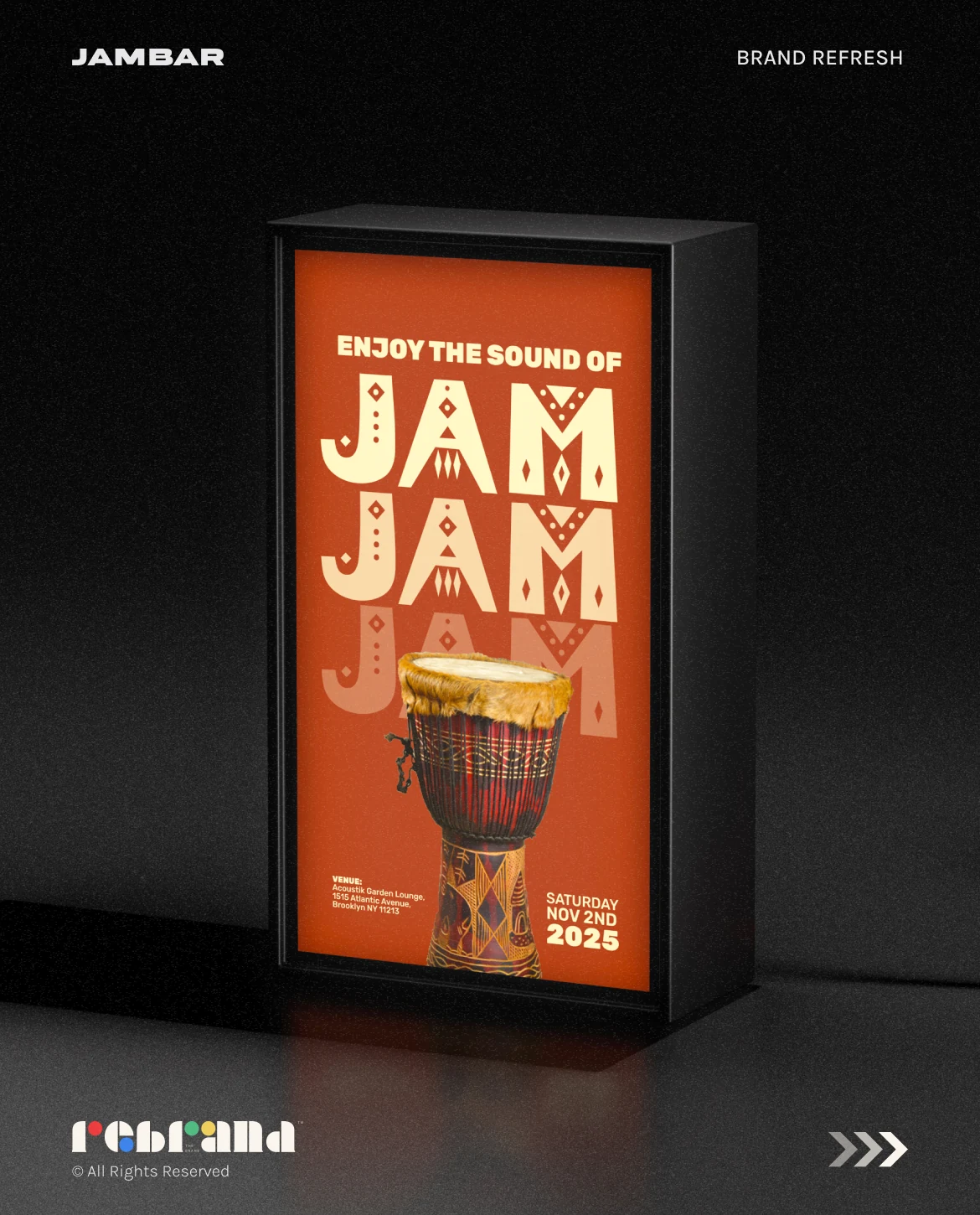 freestanding JamBar event poster application